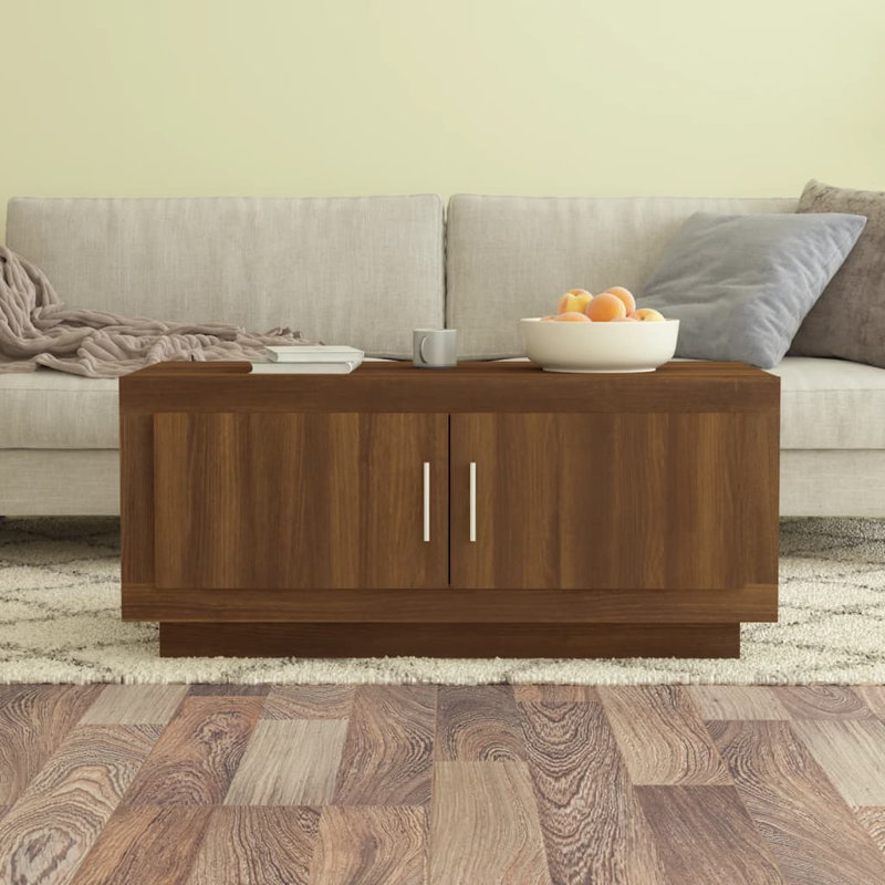 Jahnai Solid Coffee Table with Storage, Brown Oak