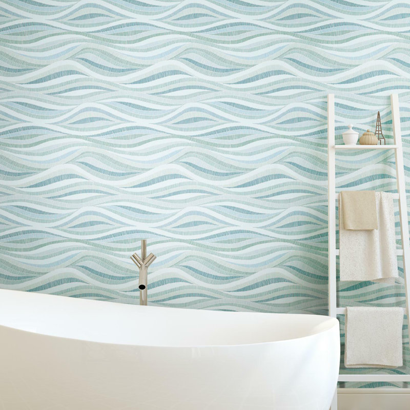 Rouleau de papier peint auto-adhésif L 18,86 pi x l 18 po Mosaic Waves, Gris pâle