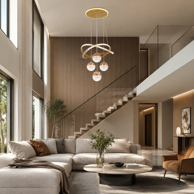 7 - Light Unique / Statement Chandelier, Gold