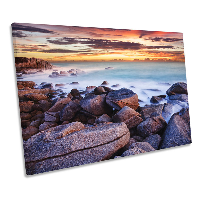 Sunset Beach Ocean Sea - Wrapped Canvas Print, 30.5cm H x 45.7cm W x 2cm D