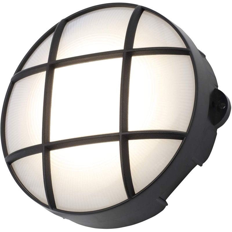Guinivere Black Integrated LED Outdoor Bulkhead Light, 23cm H x 23cm W x 6.5cm D