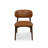 Modern Curved Genuine Italian Leather Dining Chair with Oak Back and Legs