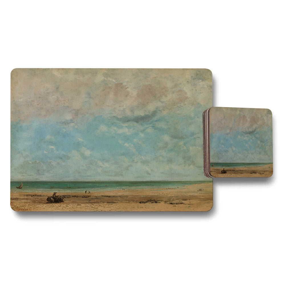 Beach Seascape Placemat and Coaster Set with Ocean Shore Artwork