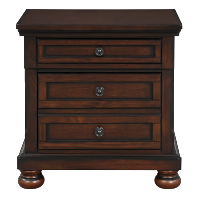 Table de chevet cerise brune avec surface en placage de bouleau, glissières à 2 tiroirs, compartiment caché pour chambre à coucher avec abat-jour classique, panneau coulissant, ingrédients