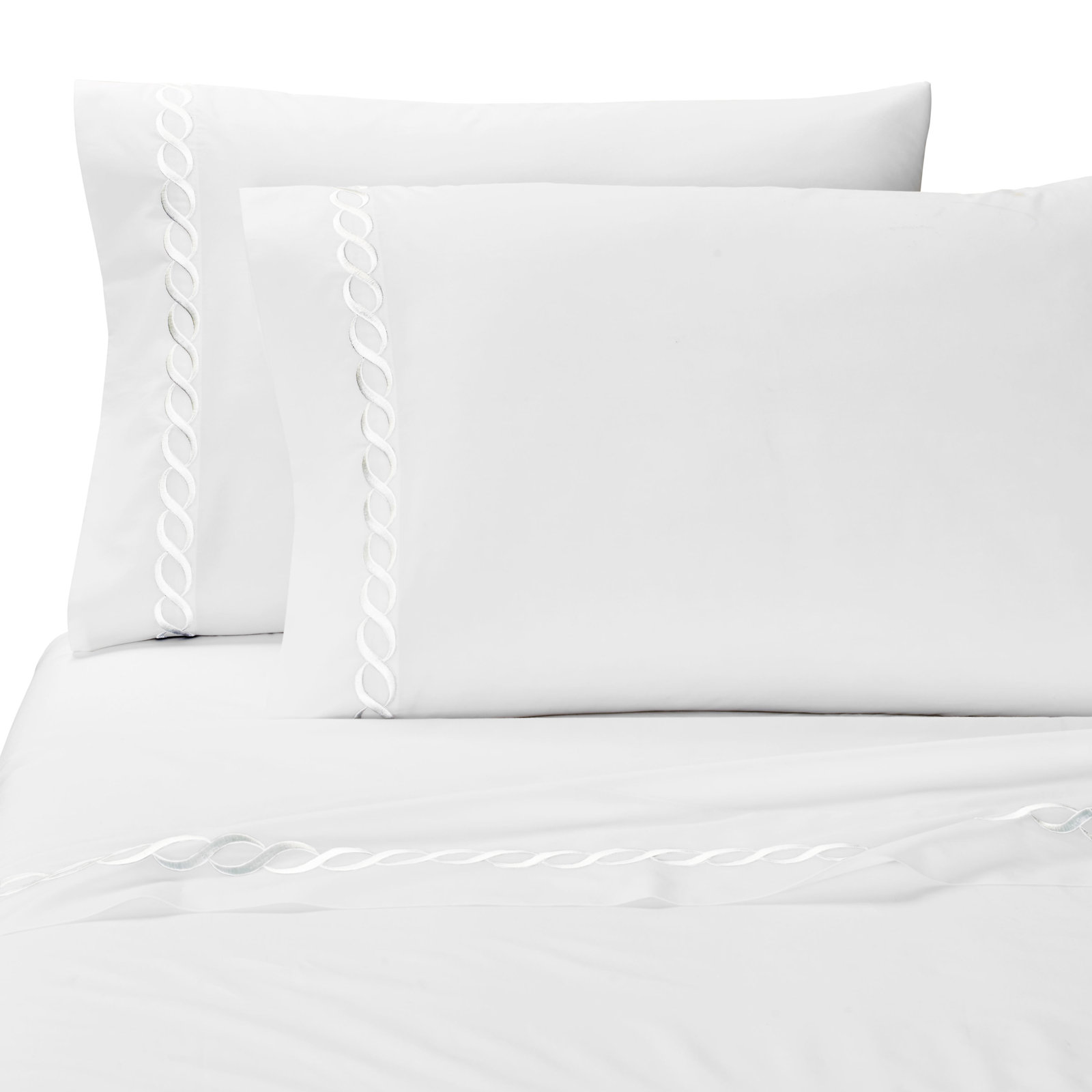 Brenna Pima Cotton Pillowcase, White, Standard