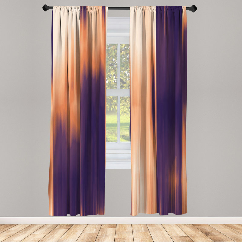 Microfiber Floral Semi-Sheer Rod Pocket Curtain Panels, 28" W x 84" L, Dark Purple