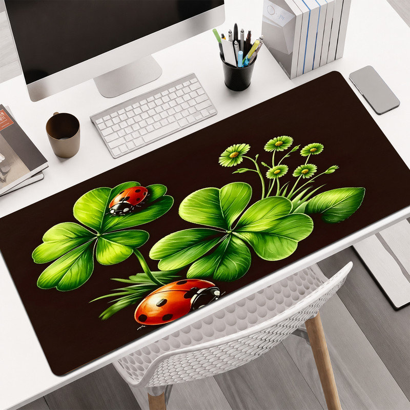Tapis de souris en caoutchouc, surface lisse en microfibre, base antidérapante, bords arrondis, idéal pour le bureau et les jeux, 43 x 119 cm, motif chat rose dans un café.