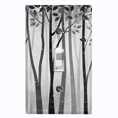Couvercle de plaque d'interrupteur en métal; Bascule de taille standard US 1 Gang - Foggy Forest
