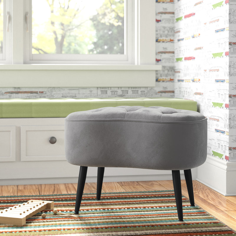 Velvet Ottoman, Gray Velvet