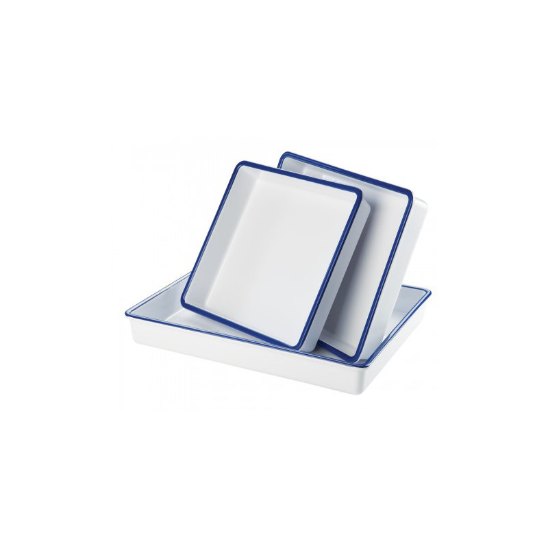 Enamelware Melamine Deep Serving Tray, 2" H x 12" W x 7" D