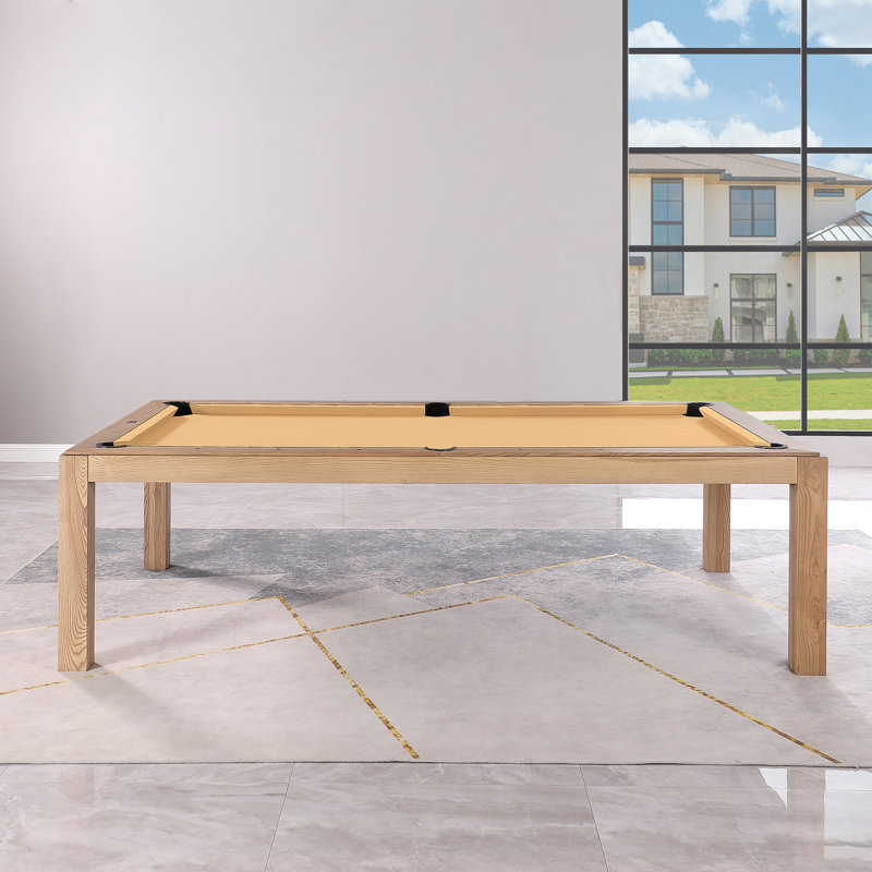 Table de billard en ardoise avec plateau de salle à manger Olivia, Or, Remise en plastique l 8 pi, Frêne Rétro
