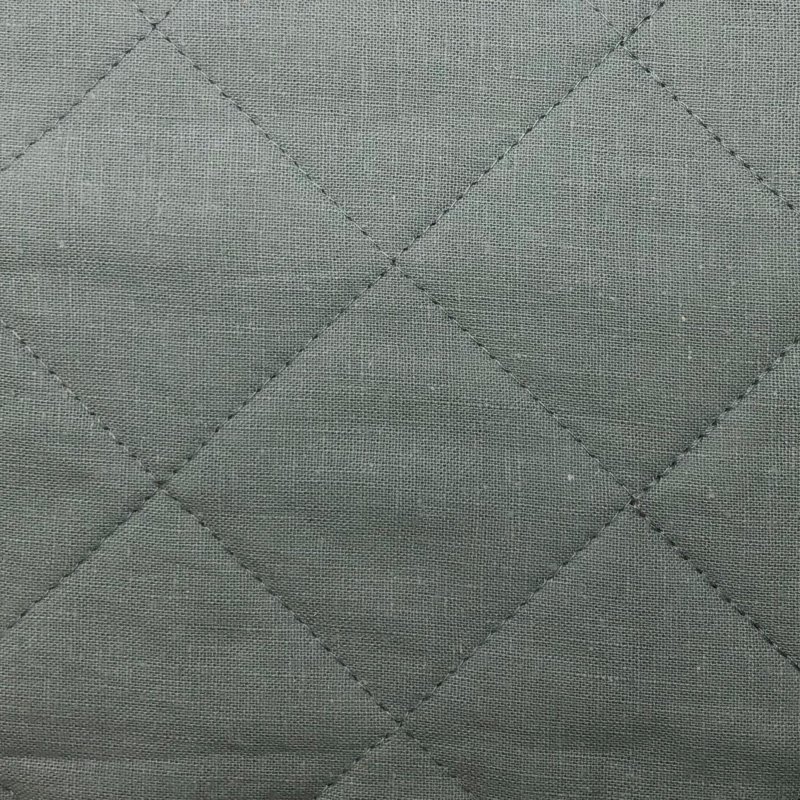 Organic Gray Cotton Full Quilt Set with Diamond Pattern