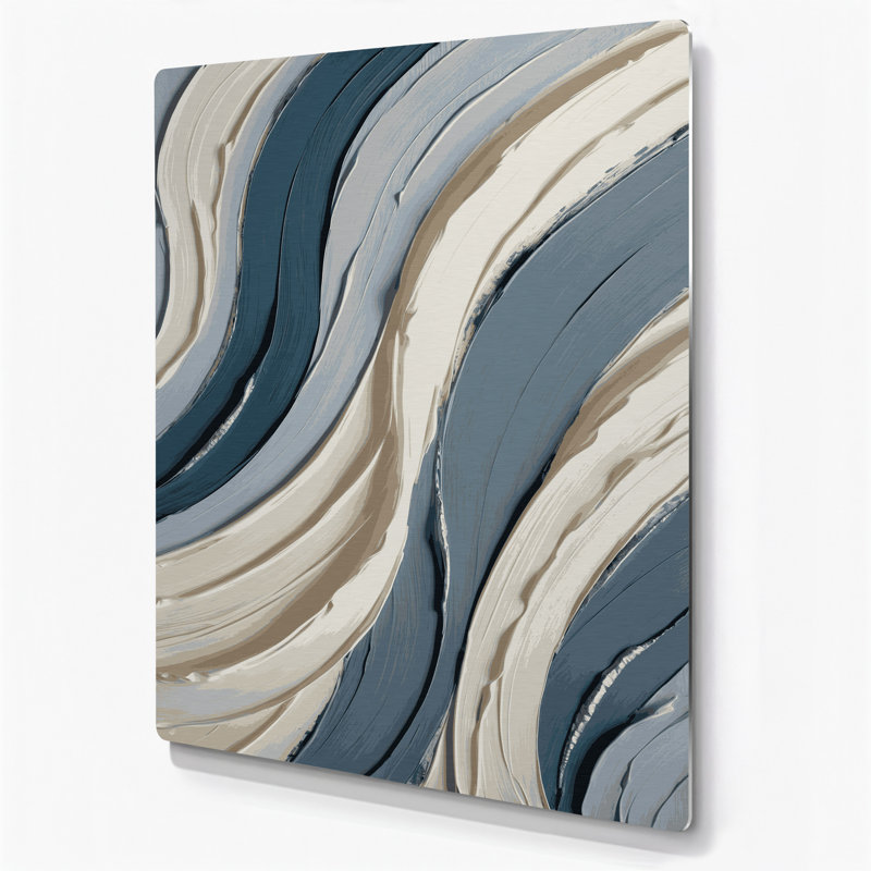 Art mural en métal gris ivoire DiagonalStripes, H 14 po x l 11 po