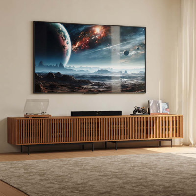 Meuble télé Aeolus Mid-Century moderne, pré-assemblé