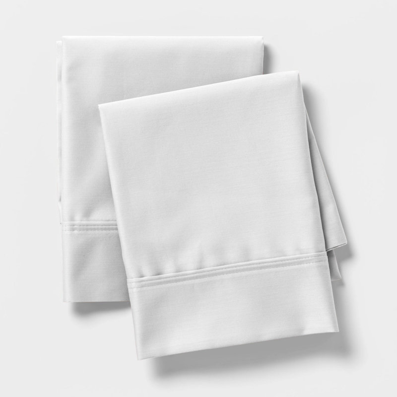 Taies d'oreiller en coton de qualité égyptienne ultra-douce et soyeuse 1000TC, Standard, Blanc