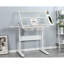 Bureau réglable à manivelle avec bureau inclinable et rangement latéral - option 2 tiroirs en métal blanc, tabouret