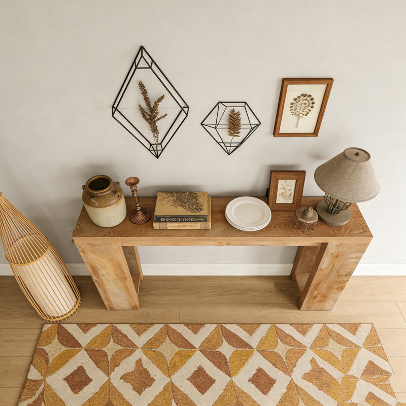 Farmhouse Wood Sofa Table Entryway Table, Brun