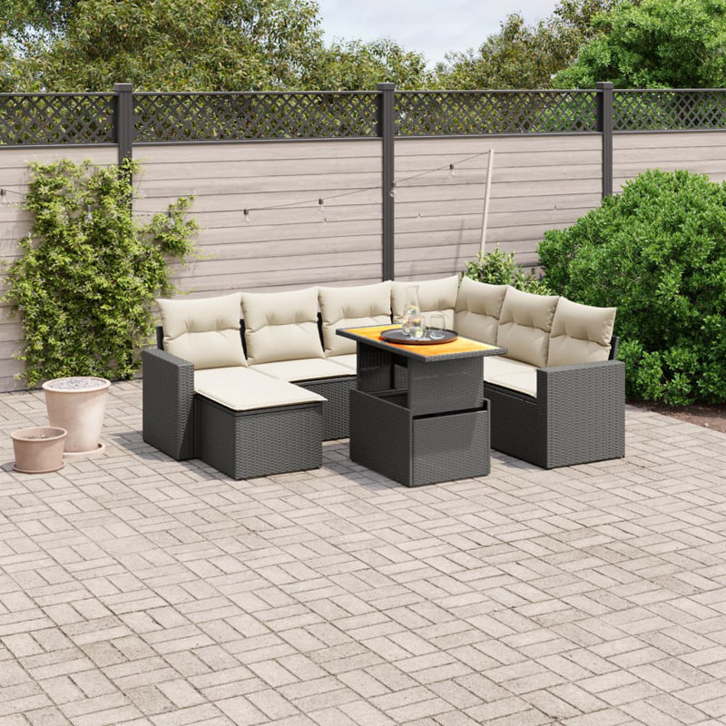 Ensemble de canapé modulaire en rotin PE noir 8 pièces Vidaxl