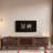 Farmhouse Tv Stand With Drop-down Storage Cabinet, Sliding Doors And Textured Natural Wood Grain 
