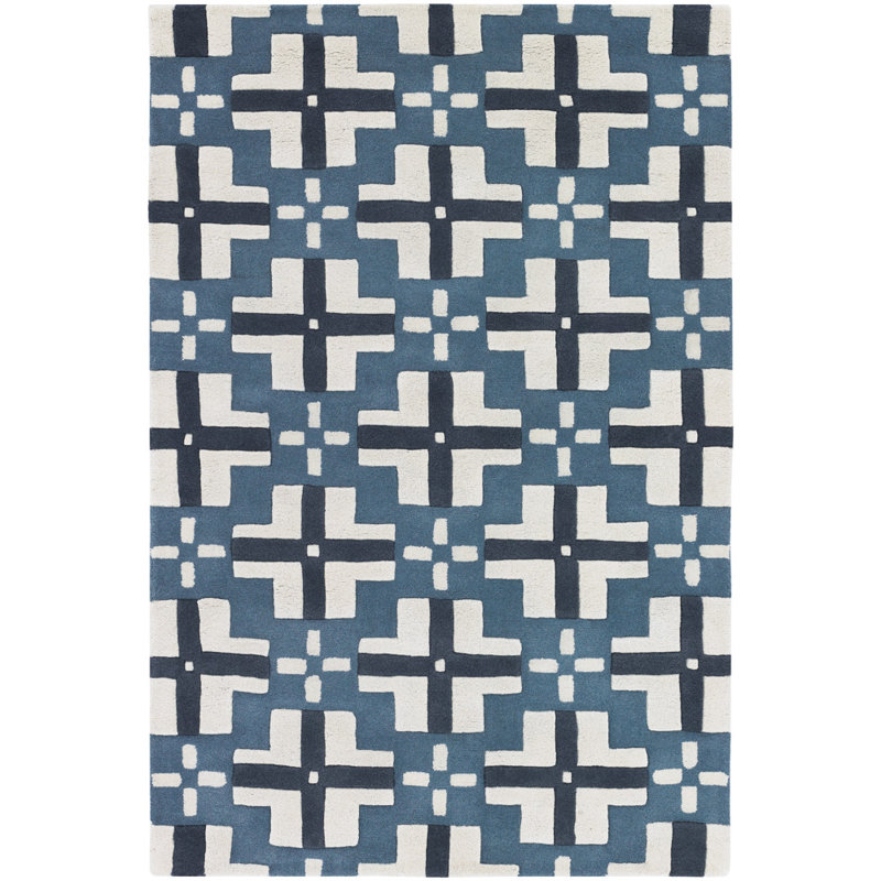 Parson Gray Designer Blue/Ivory Rug, Rectangle 5' x 7'6"
