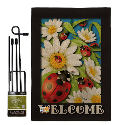 Ensemble de drapeaux en polyester 18,5 po x 13 po Ladybug Heaven Garden Friends