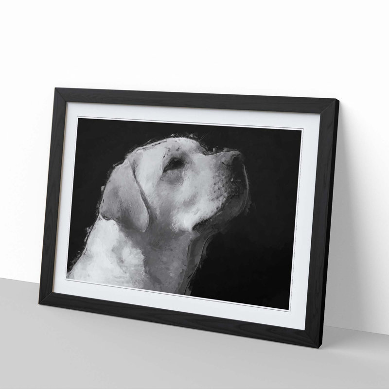 Labrador Dog in Abstract - Picture Frame Graphic Art Print, 60cm H x 91cm W x 2cm D, Black