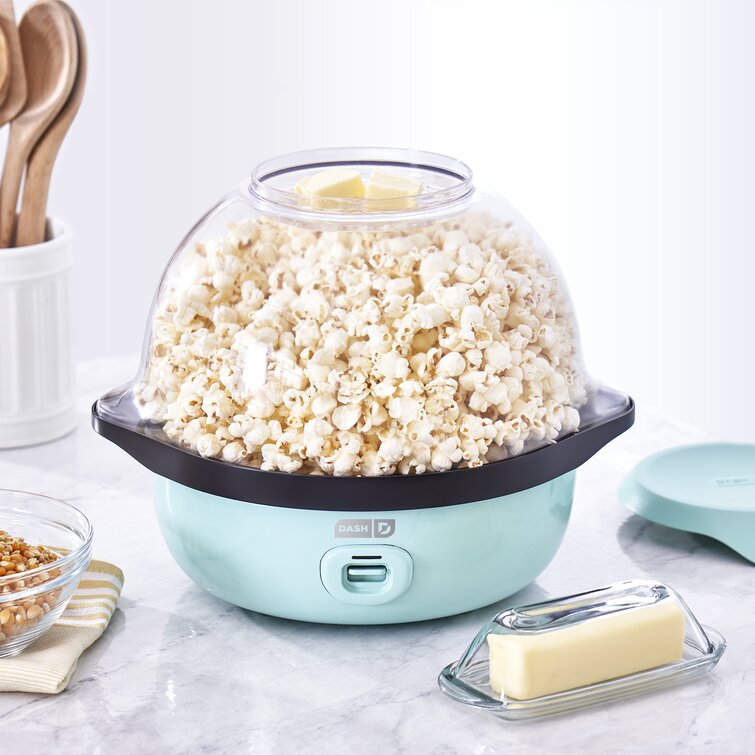 Quick and Healthy Hot Air Popcorn Machine - Aqua with Measuring