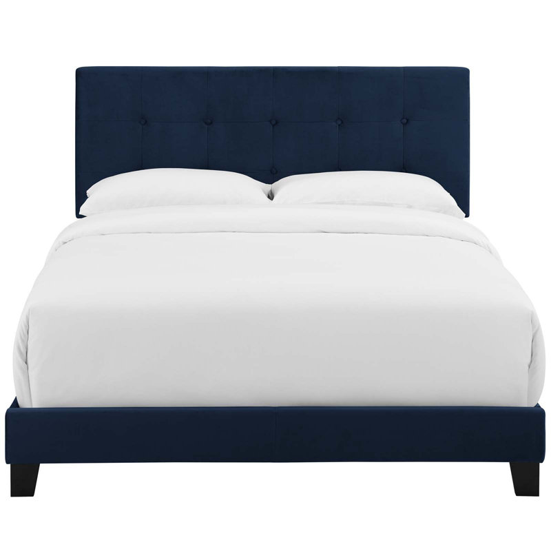 Copper Grove Hlukhiv Upholstered Velvet Bed, Midnight Blue, King