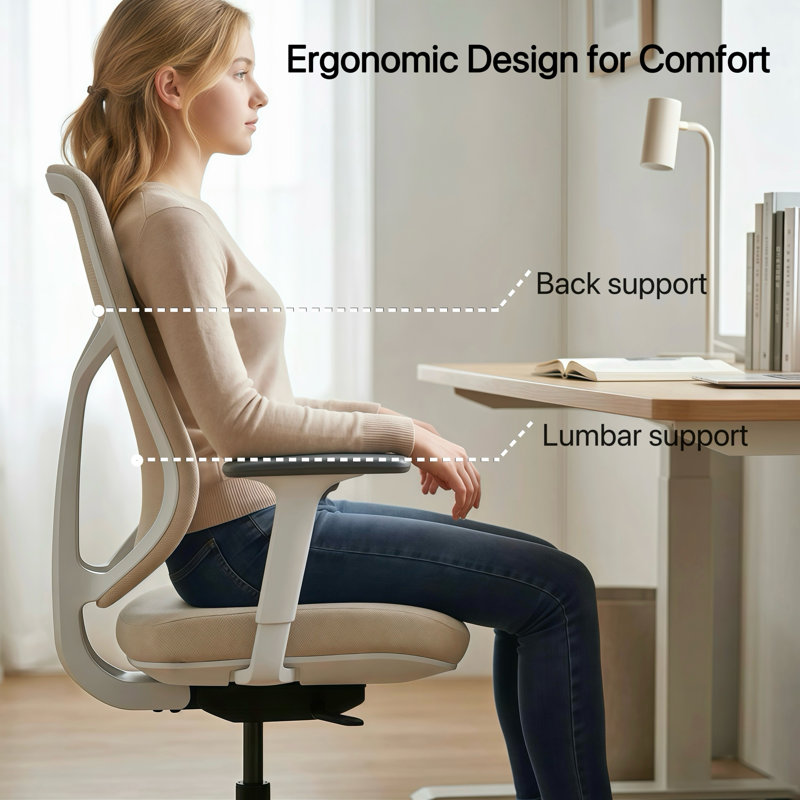 Ergonomic Mesh Home Office Chair with Adjustable Seat Depth, Height & Armrest, Modern Swivel Computer Desk Chair with wheels, Breathable Task Chair, BIFMA Certified