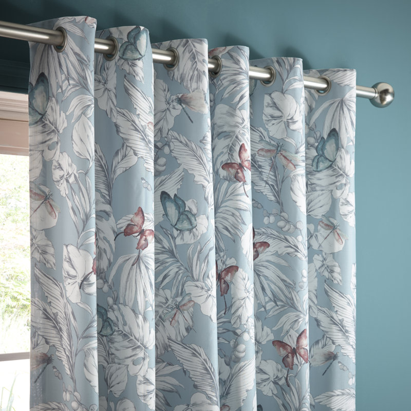 Bennison Room Darkening Curtain Pair, 168 W x 137 D cm, Aqua