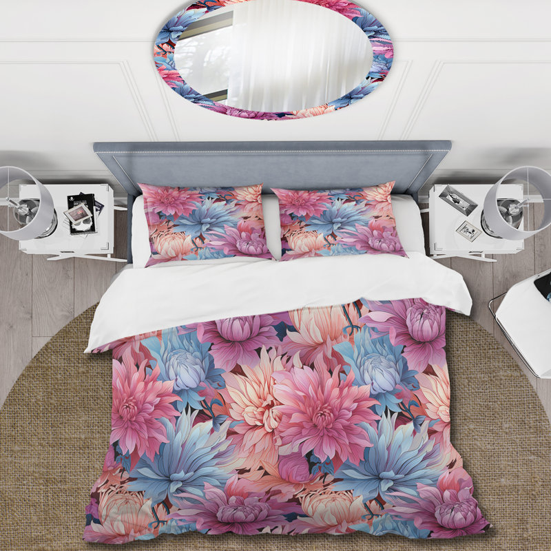 Ensemble de housse de couette Pink Petals, Housse de couette pour très grand lit et 2 très