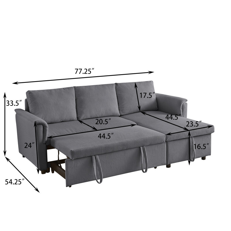 Canapé modulaire convertible en velours côtelé pour des espaces de vie relaxants