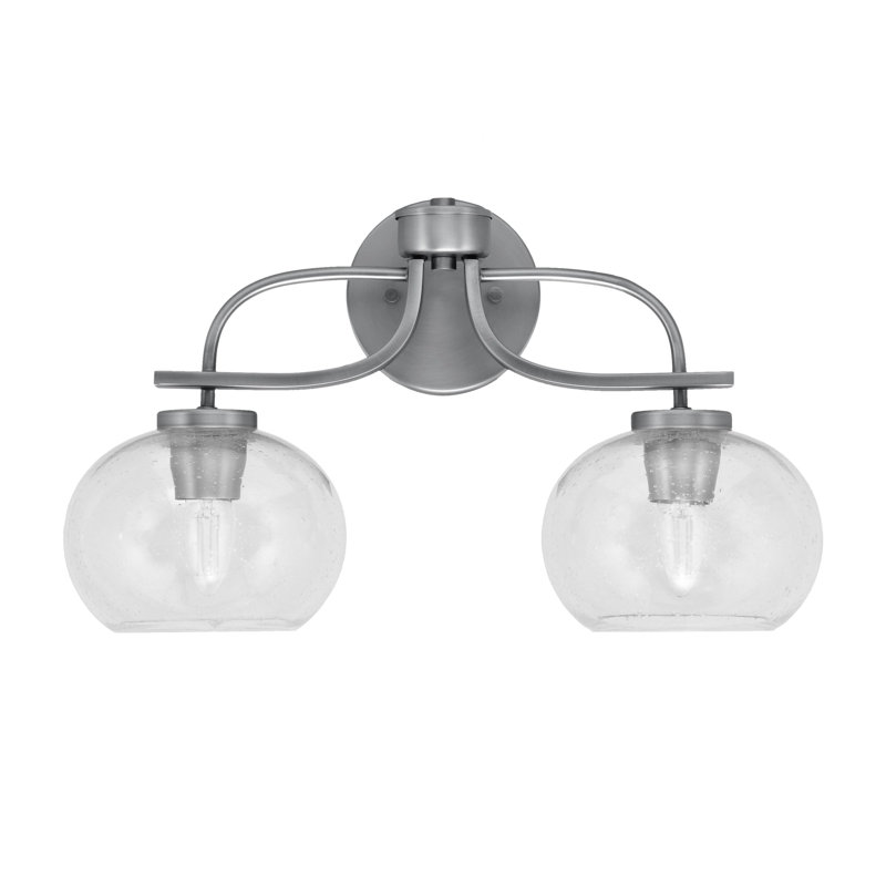 Barre d'éclairage de salle de bain 2 lumières Unia au fini graphite avec verre transparent de 7 po