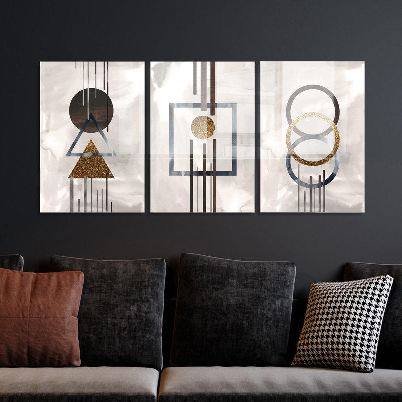Superbe ensemble d'art mural en verre trempé (3 pièces), 27,6 po x 39,4 po | 100% verre trempé, épaisseur: 0,16 pouce | Élégante décoration intérieure pour le salon, la chambre à coucher et le bureau, durable et facile à nettoyer