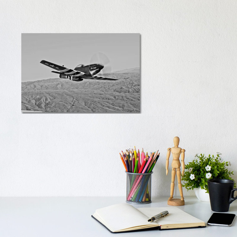 A P-51D Mustang In Flight Over Hollister, California by Scott Germain - Wrapped Canvas Print, 20.32 cm H x 30.48 cm W