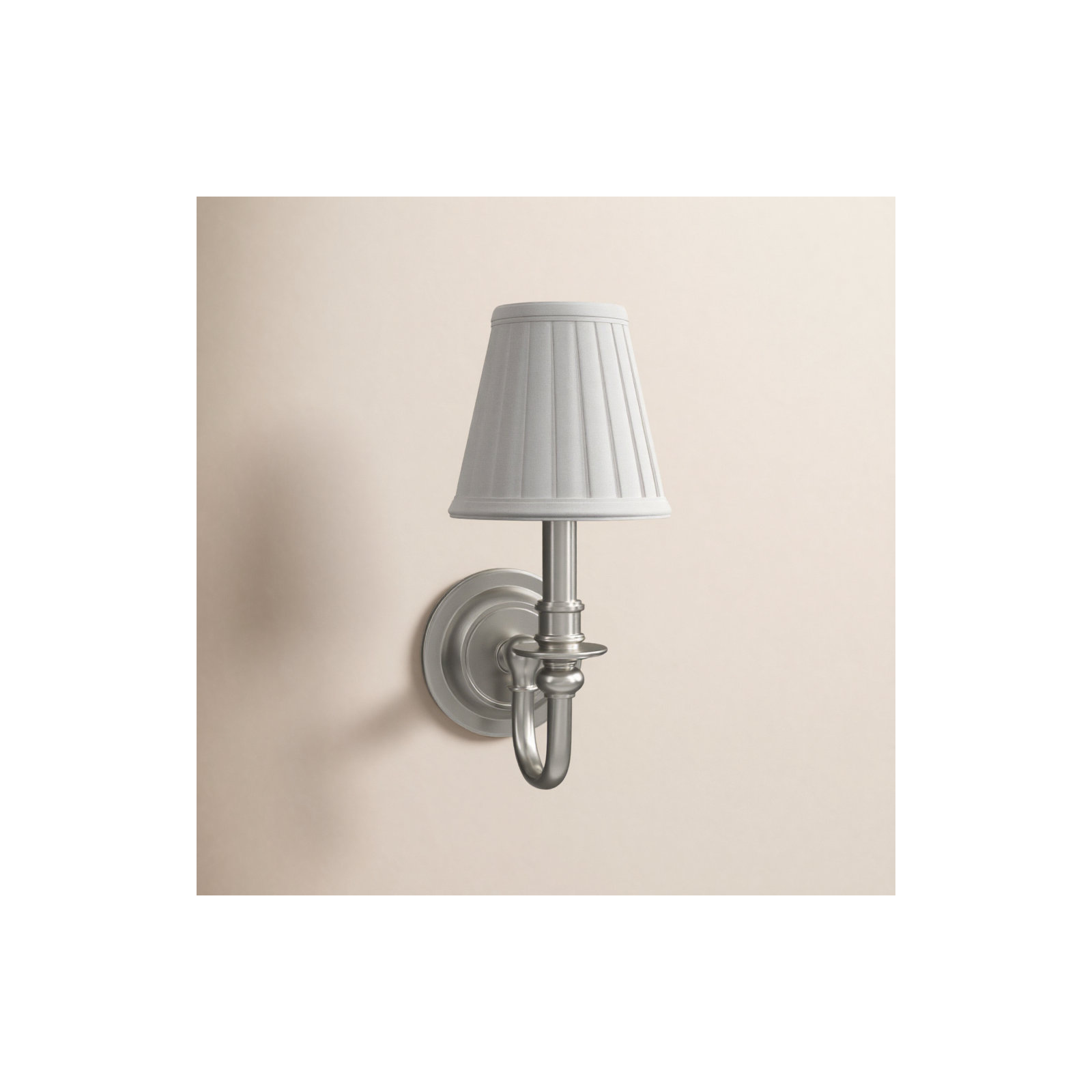 Lennon Single Light Dimmable Armed Sconce, Satin Nickel