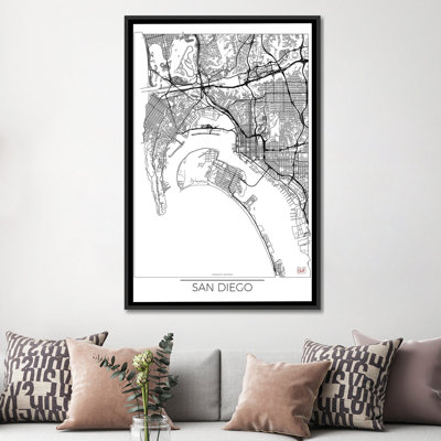 " San Diego Minimal Urban Blueprint Map " Graphic Art