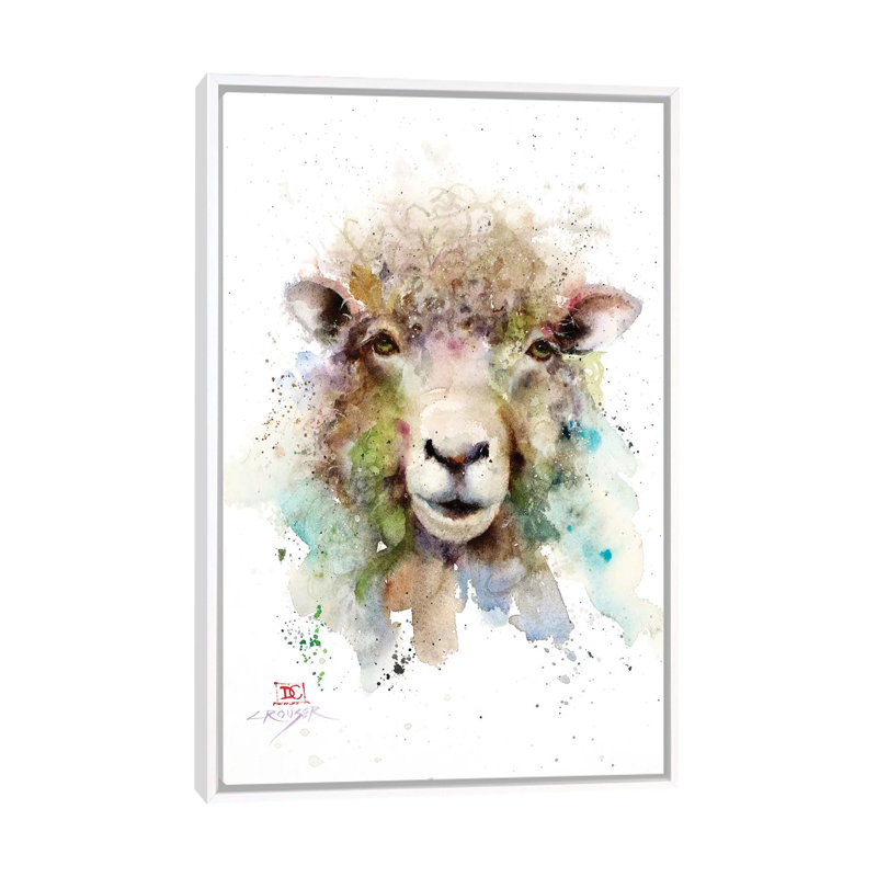 " Sheep " by Dean Crouser, 26" H x 18" W x 1.5" D, White Framed, No Mat