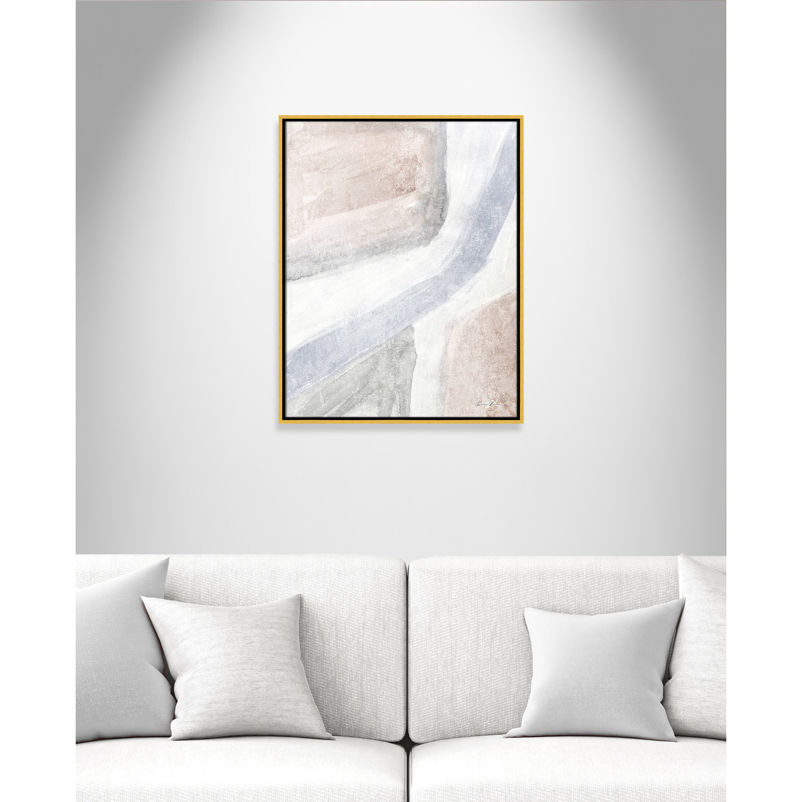 Helmsford "Soften 1" Painting, 29.5" H x 23.5" W x 2" D, Gold
