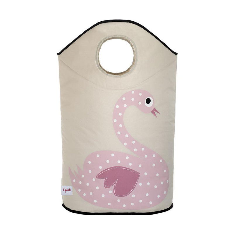 3 Sprouts - Baby Laundry Hamper  - Storage Basket Organizer Bin for Nursery - Swan