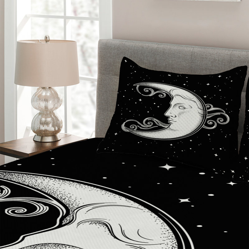 Moon Coverlet, King Bedspread + 2 Shams