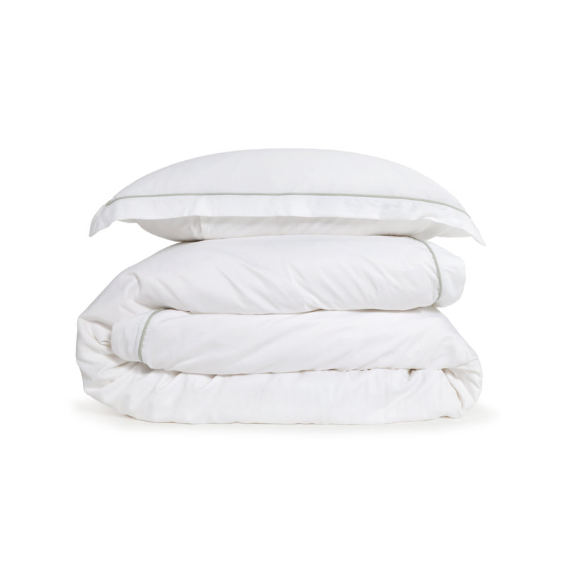 Sheena Duvet Cover, White/Seaglass, Queen Duvet Cover + 2 Standard Shams