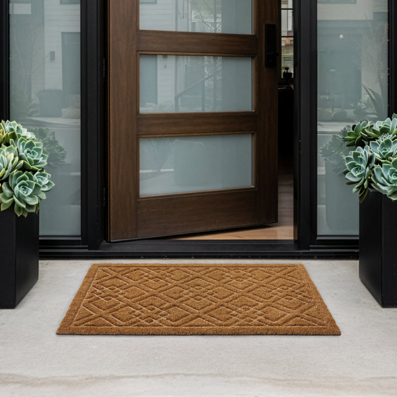 Mid-Century Diamond Embossed Outdoor Doormat