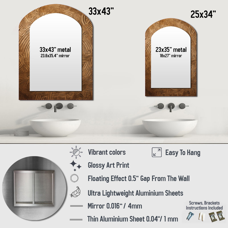 Miroir mural Gold Maze - Beige, 34 po x 25 po