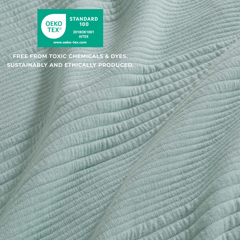 Heathered Seaglass Twin Cotton Jersey Knit Quilt Set