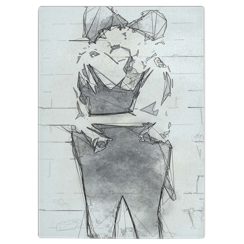 Glass Kissing Policemen in Abstract Chopping Board, 28.5 cm W x 20 cm L