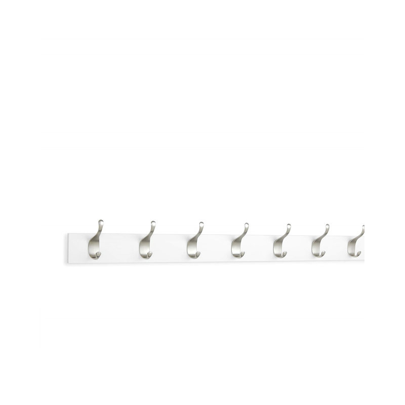 Modern Wall Mounted Coat Rack With 8 Storage Hooks,White,Rectangular Design