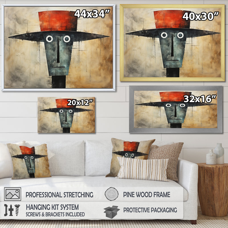 «Coral Beige Mexico Art El Hombre III», reproduction d'art sur toile, H 24 po x l 32 po x P 1 po, Cadre flottant noir