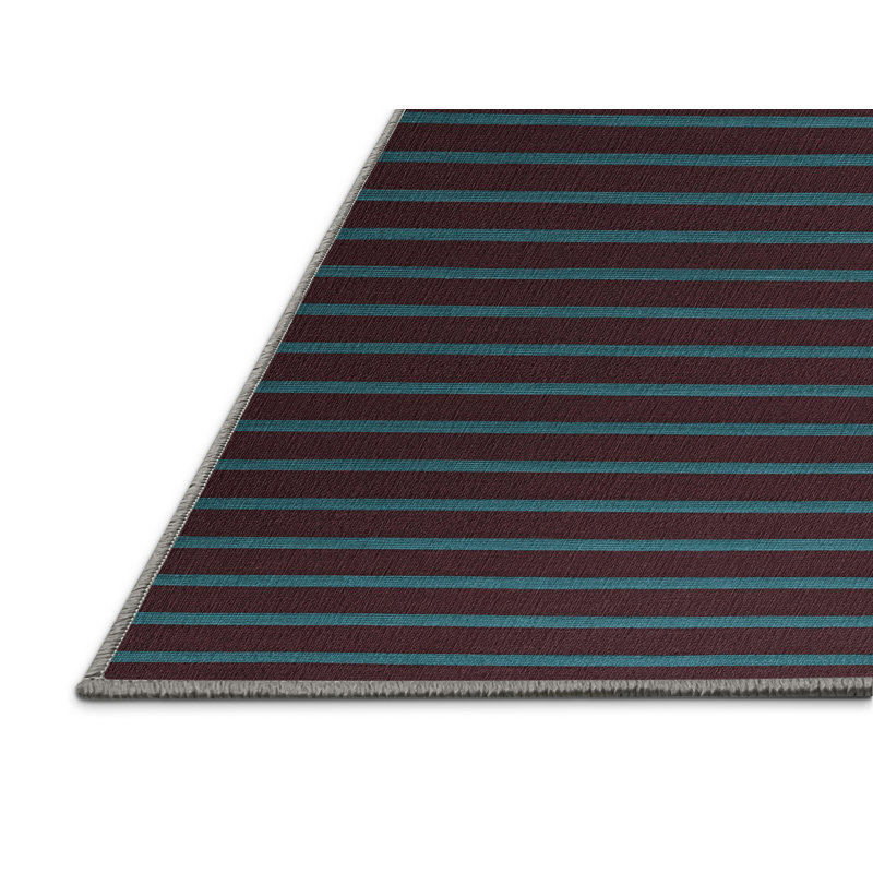 Machine Washable Horizontal Stripes Brown Area Rug, Rectangle 2' x 3'