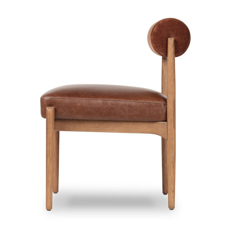 Jazelle Dining Chair-Taupe Shearling, Havana Brown Polyester